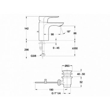 Смеситель для раковины Jacob Delafon Aleo E72275-4-CP