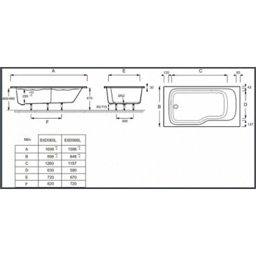 Ванна акриловая Jacob Delafon Bain Douche Neo 170x90 E6D065