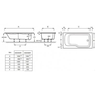 Ванна акриловая Jacob Delafon Bain Douche Malice 160x85