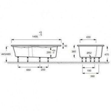 Ванна акриловая Jacob Delafon Bain Douche Neo 150x80