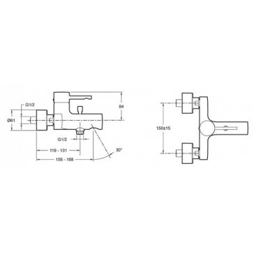 Смеситель для ванны Jacob Delafon Cuff E45532-CP