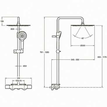 Душевая стойка Jacob Delafon Metro E26589-BL