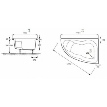 Ванна акриловая Jacob Delafon Micromega Duo Energy+ 150x100