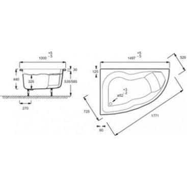 Ванна акриловая Jacob Delafon Micromega Duo 150x100