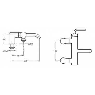 Смеситель для ванны Jacob Delafon Purist E14500-4A-CP