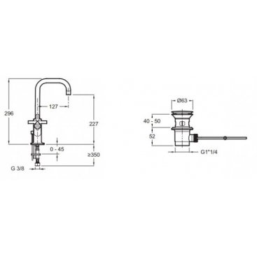 Смеситель для раковины Jacob Delafon Purist E14595-3-CP