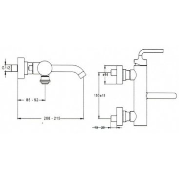 Смеситель для ванны Jacob Delafon Purist E14589-4A-CP