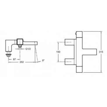 Смеситель термостатический для ванны Jacob Delafon Strayt E9129-CP