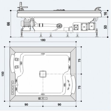 Ванна Jacuzzi Aura Plus 180x150 Top венге