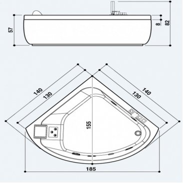 Ванна Jacuzzi Aquasoul Corner 140 R+ 130x130