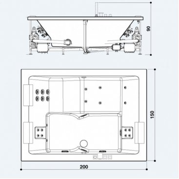 Ванна Jacuzzi Sharp Extra AQU 200x150