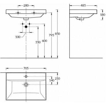 Раковина Kerama Marazzi Cubo 70