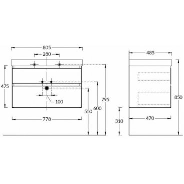 Мебель для ванной Kerama Marazzi Cubo 80 мальта матовая