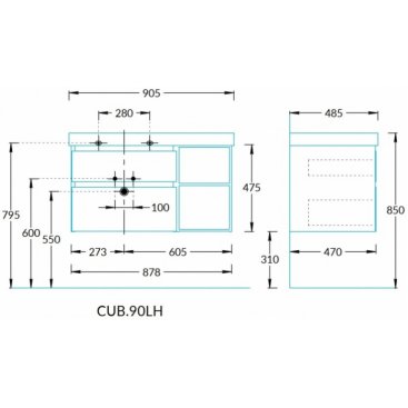 Мебель для ванной Kerama Marazzi Cubo 90L белая матовая