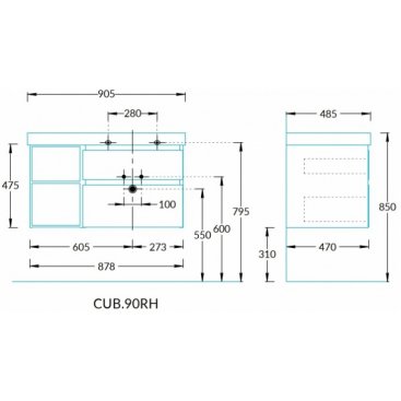 Мебель для ванной Kerama Marazzi Cubo 90R лимо матовая