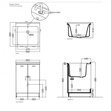 Раковина для постирочной Kerasan Aquadom 029401*1