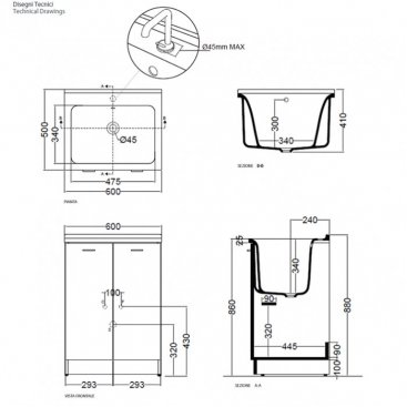 Комплект для постирочной Kerasan Aquadom 9166k3*0