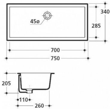 Раковина Kerasan Slim 0225 75 см