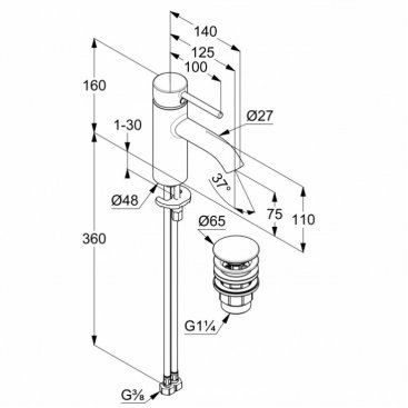 Смеситель для раковины Kludi Bozz 382660576