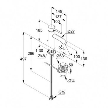 Смеситель для раковины Kludi Bozz 382800576