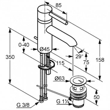 Смеситель для раковины Kludi Bozz 382910576