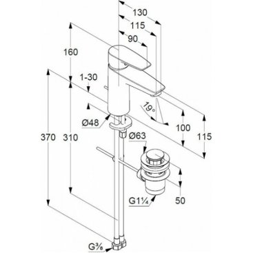 Смеситель для раковины Kludi Pure&Solid 342900575