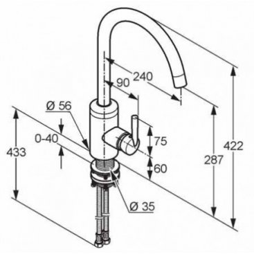 Смеситель для кухни Kludi Steel 38850F660