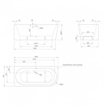 Ванна акриловая Knief Wall XS Corner R 165x75