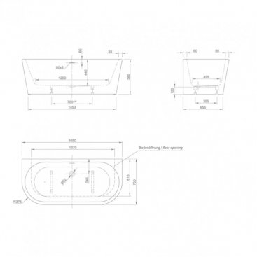 Ванна акриловая Knief Wall XS 165x75