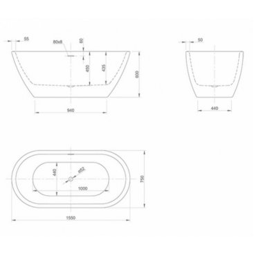 Ванна акриловая Knief Form XS 155x75