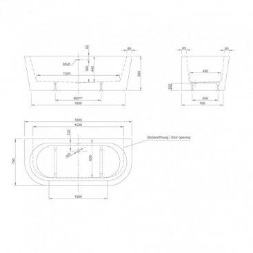 Ванна акриловая Knief Wall 180x80