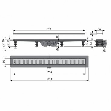 Душевой трап Koller Pool APZ10-750M