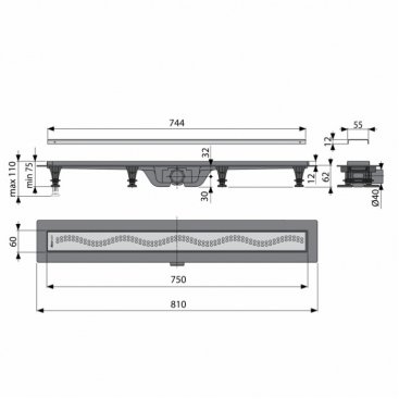 Душевой трап Koller Pool APZ8-750M