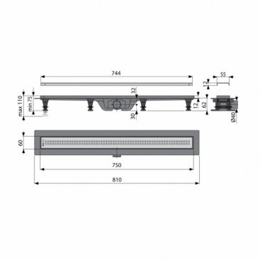 Душевой трап Koller Pool APZ9-750M