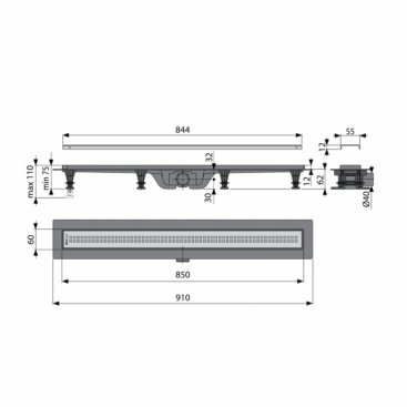 Душевой трап Koller Pool APZ9-850M