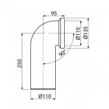 Колено для унитаза Koller Pool A90-90