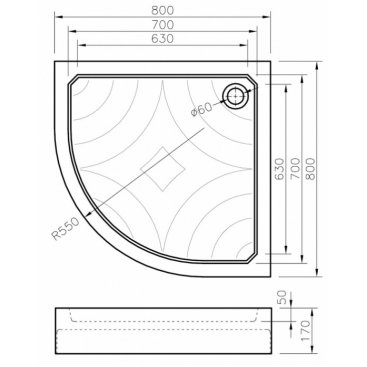 Поддон акриловый Koller Pool Grace 80x80 см полукруг