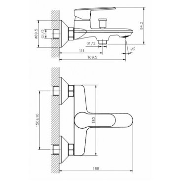 Смеситель для ванны Koller Pool Line LN0100