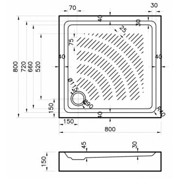 Поддон акриловый Koller Pool Round 80x80 см квадратный