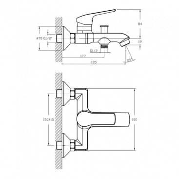 Смеситель для ванны Koller Pool Twist TW 0100