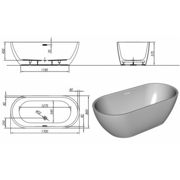 Ванна Kolpa San Dalia FS 170x80 см