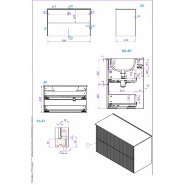 Мебель для ванной со столешницей La Fenice Terra Twin 100 серо-зеленая