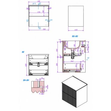 Мебель для ванной со столешницей La Fenice Terra Twin 60 бежевая