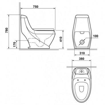 Унитаз-моноблок Laguraty 2160A