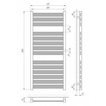 Полотенцесушитель водяной Laris Бонд 500x1200 черный матовый