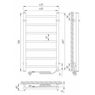 Полотенцесушитель электрический Laris Джаз 400x800