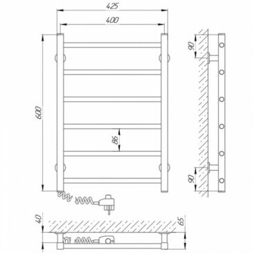 Полотенцесушитель электрический Laris Феличия 400x600 белый