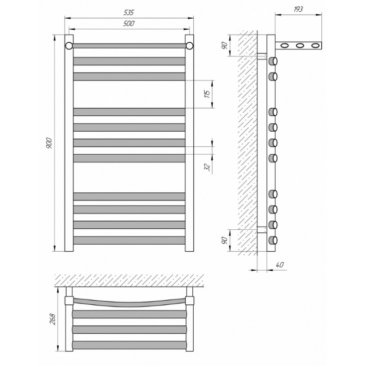 Полотенцесушитель водяной Laris Гранд 500x900 с полкой