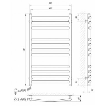 Полотенцесушитель электрический Laris Классик Премиум 500x900
