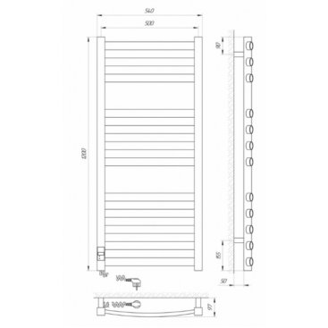 Полотенцесушитель электрический Laris Классик Премиум 500x1200